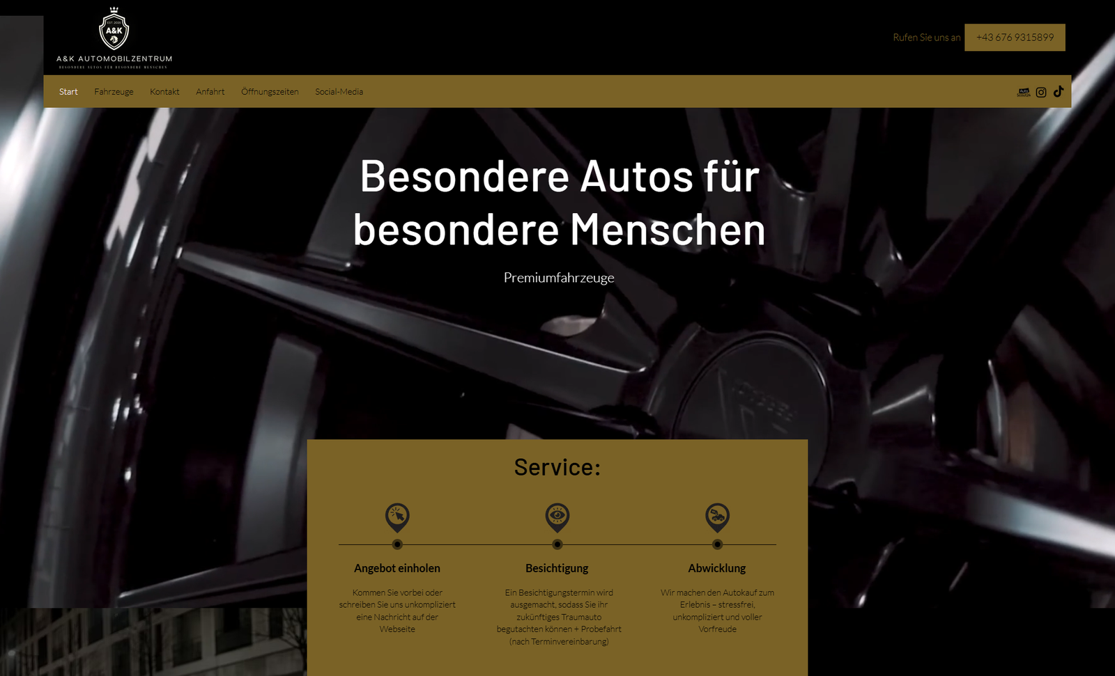 Screenshot der Website von A&K Automobilzentrum